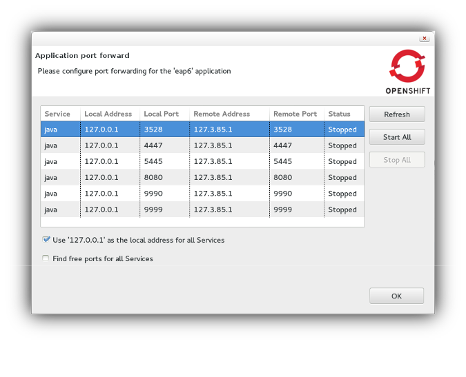 features openshift portforwarding reduced